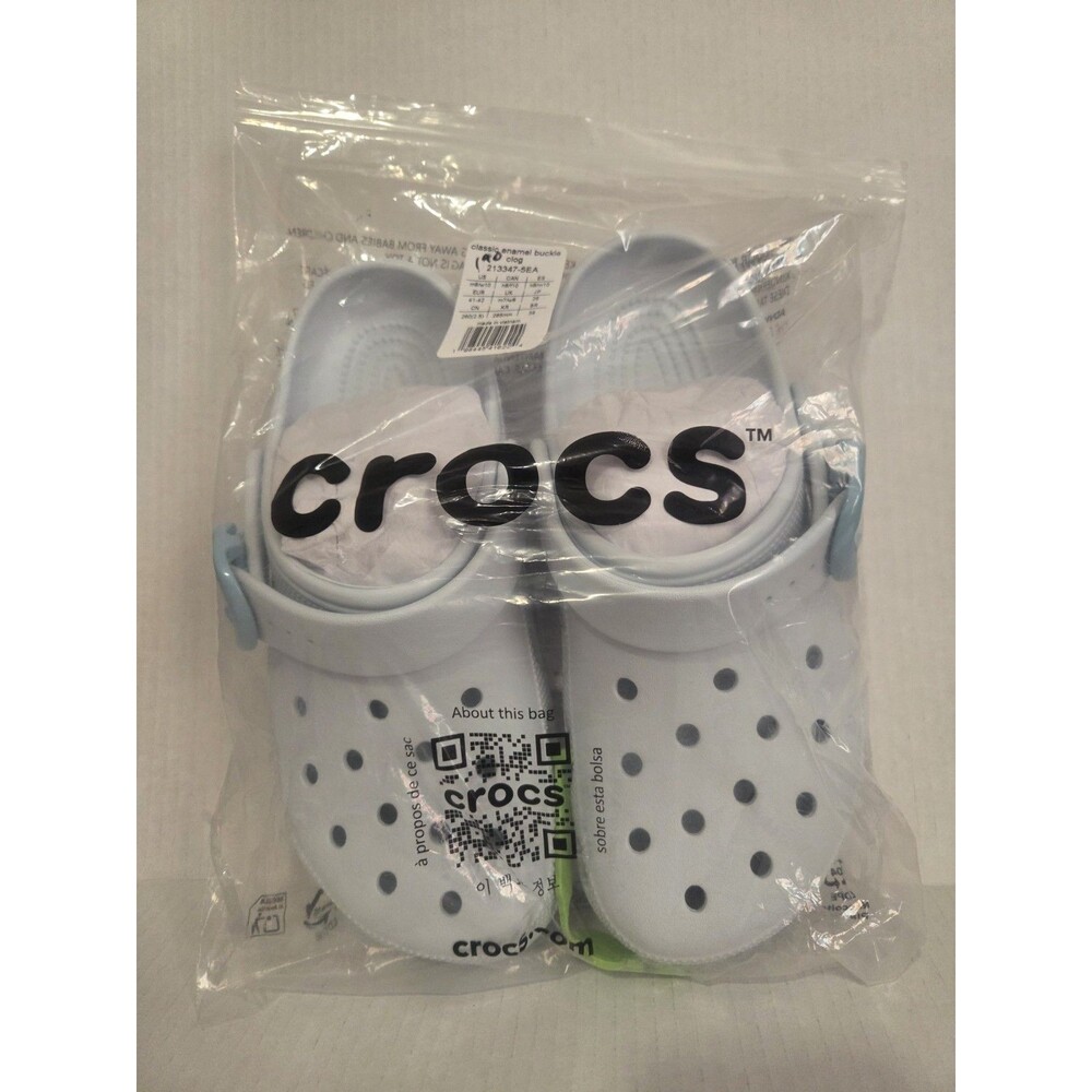 Crocs-Brand New In Bag - Classic Enamel Buckle Clog - Vapor Ice  - Size - 10W/8M